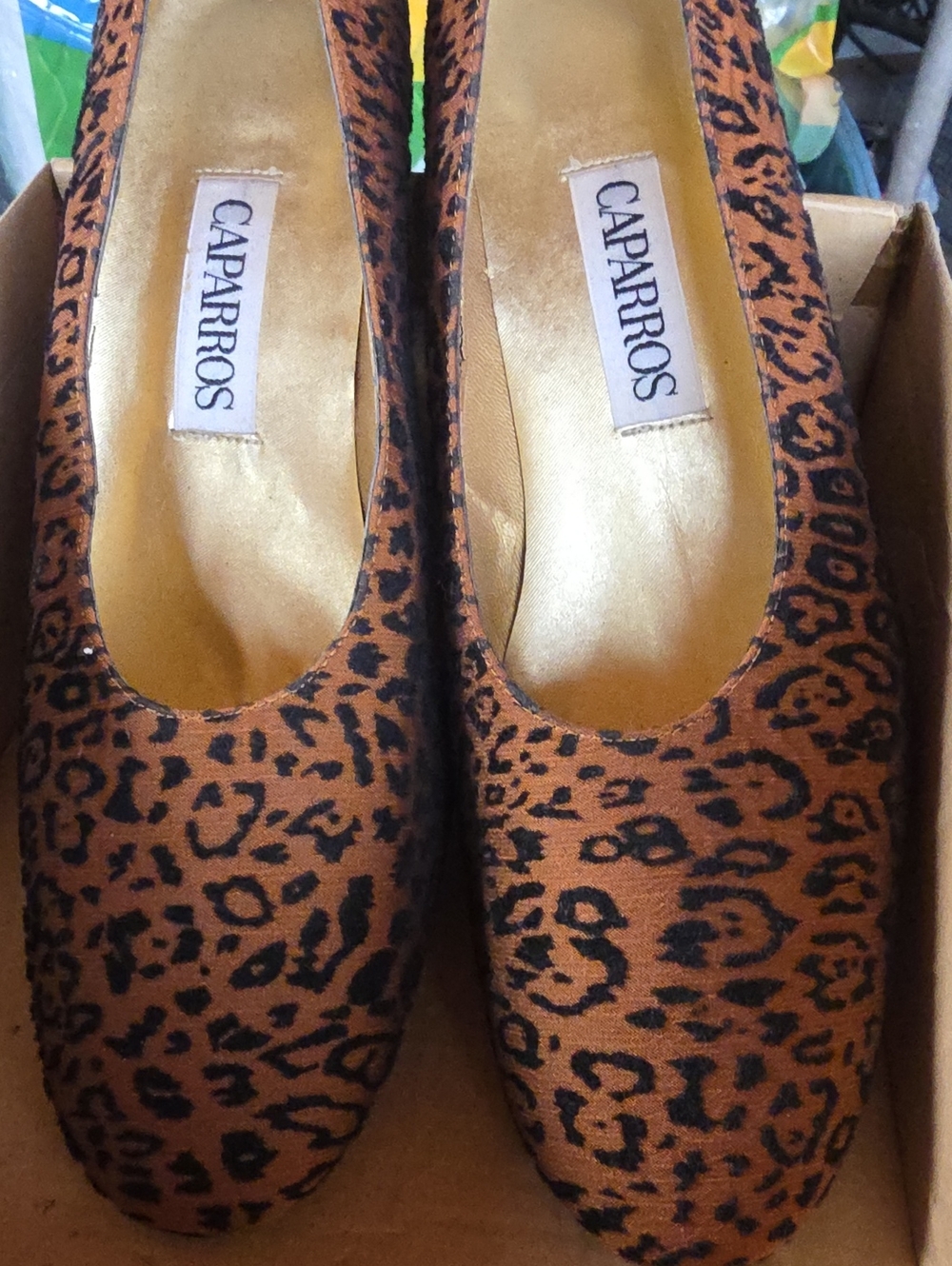 Caparros Vtg Leopard-Print Slip-On Pumps Sz 8.5 in Brown and Black